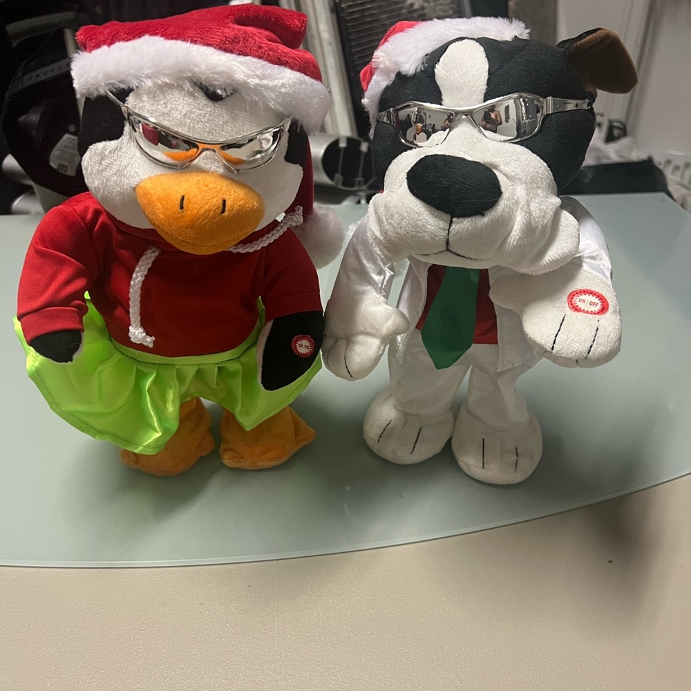 Festive Plush Toy Set with Santa Hats
